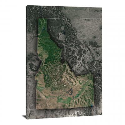 Idaho-State Satellite Map, 2022 - Canvas Wrap