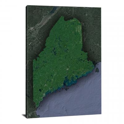Maine-State Satellite Map, 2022 - Canvas Wrap