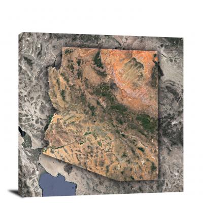 Arizona-State Satellite Map, 2022 - Canvas Wrap