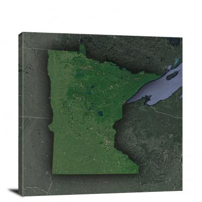 Minnesota-State Satellite Map, 2022 - Canvas Wrap