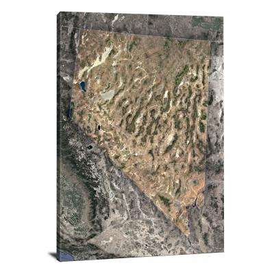 Nevada-State Satellite Map, 2022 - Canvas Wrap