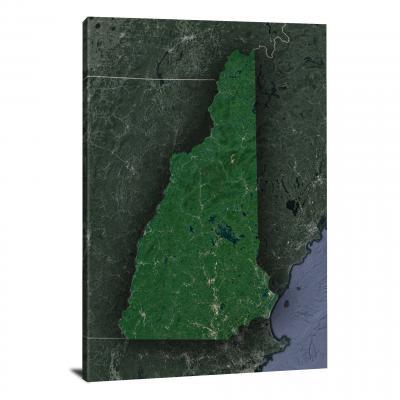 New Hampshire-State Satellite Map, 2022 - Canvas Wrap