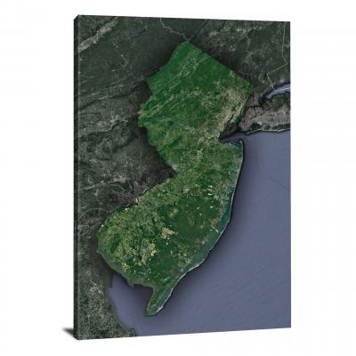 New Jersey-State Satellite Map, 2022 - Canvas Wrap