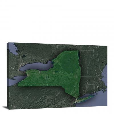 New York-State Satellite Map, 2022 - Canvas Wrap