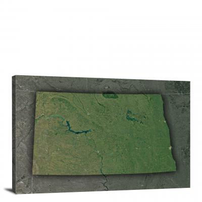 North Dakota-State Satellite Map, 2022 - Canvas Wrap