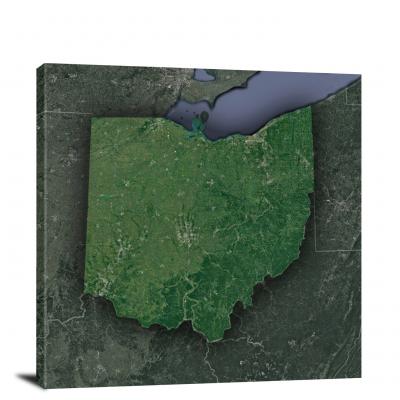 Ohio-State Satellite Map, 2022 - Canvas Wrap