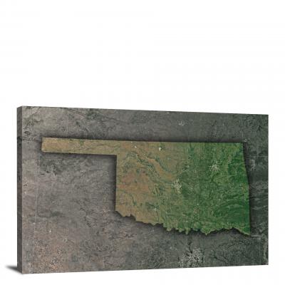 Oklahoma-State Satellite Map, 2022 - Canvas Wrap