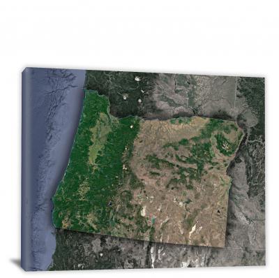 Oregon-State Satellite Map, 2022 - Canvas Wrap