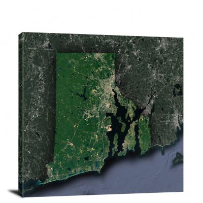 Rhode Island-State Satellite Map, 2022 - Canvas Wrap