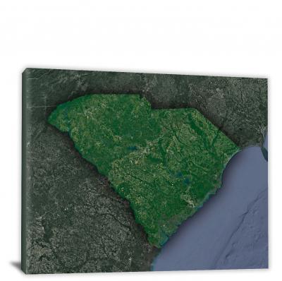 South Carolina-State Satellite Map, 2022 - Canvas Wrap