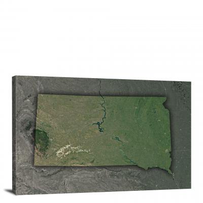 South Dakota-State Satellite Map, 2022 - Canvas Wrap