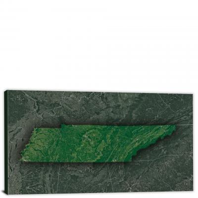 Tennessee-State Satellite Map, 2022 - Canvas Wrap
