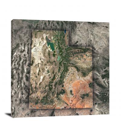 Utah-State Satellite Map, 2022 - Canvas Wrap