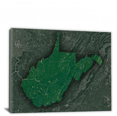 West Virginia-State Satellite Map, 2022 - Canvas Wrap
