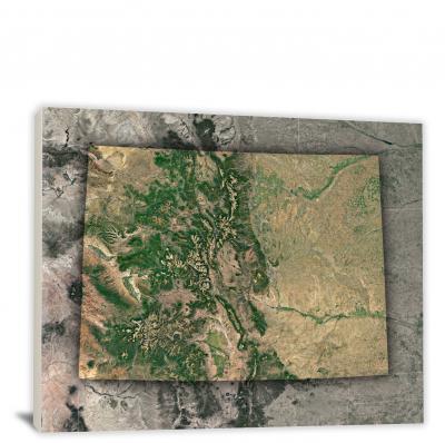Colorado-State Satellite Map, 2022 - Canvas Wrap
