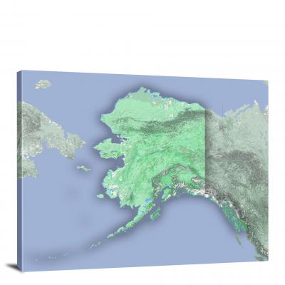 Alaska-State Terrain Map, 2022 - Canvas Wrap