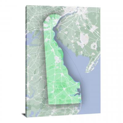 Delaware-State Terrain Map, 2022 - Canvas Wrap