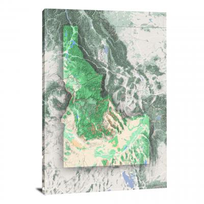 Idaho-State Terrain Map, 2022 - Canvas Wrap