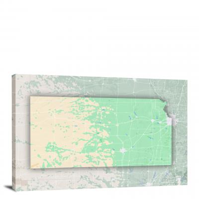 Kansas-State Terrain Map, 2022 - Canvas Wrap