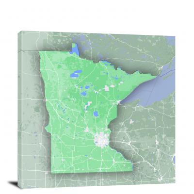 Minnesota-State Terrain Map, 2022 - Canvas Wrap