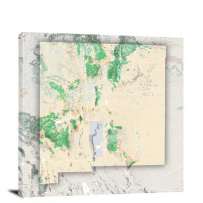 New Mexico-State Terrain Map, 2022 - Canvas Wrap