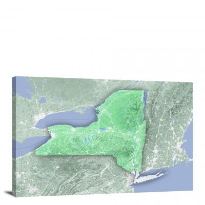New York-State Terrain Map, 2022 - Canvas Wrap