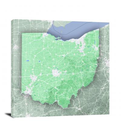 Ohio-State Terrain Map, 2022 - Canvas Wrap