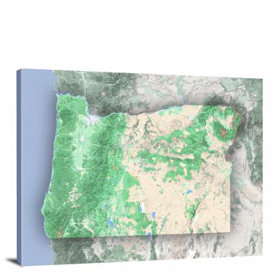 Oregon-State Terrain Map, 2022 - Canvas Wrap
