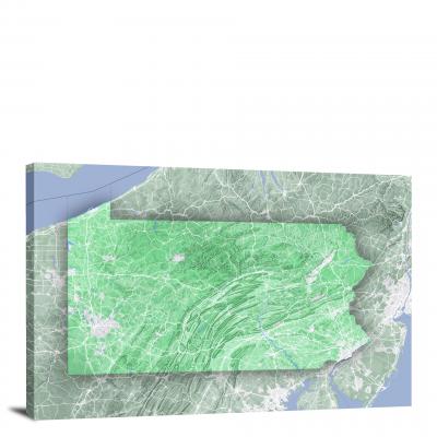 Pennsylvania-State Terrain Map, 2022 - Canvas Wrap