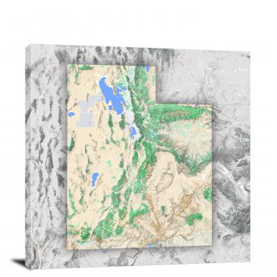 Utah-State Terrain Map, 2022 - Canvas Wrap