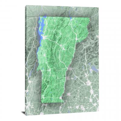 Vermont-State Terrain Map, 2022 - Canvas Wrap