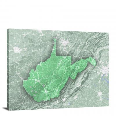 West Virginia-State Terrain Map, 2022 - Canvas Wrap