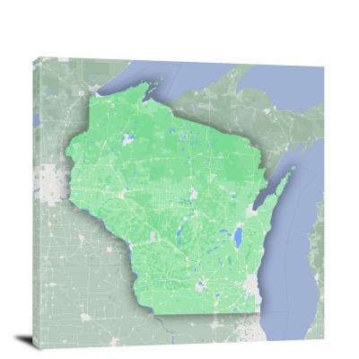 Wisconsin-State Terrain Map, 2022 - Canvas Wrap