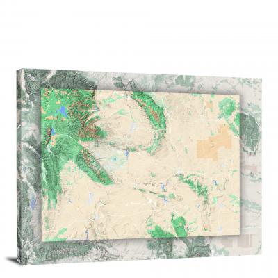 Wyoming-State Terrain Map, 2022 - Canvas Wrap