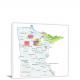 Minnesota-Places Map, 2022 - Canvas Wrap