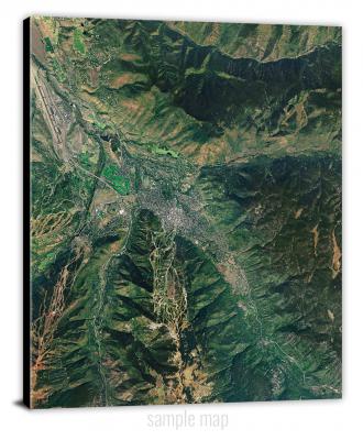 Wyoming-Satellite Maps - Canvas Wrap