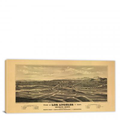 View of Los Angeles from the East, 1877 - Canvas Wrap