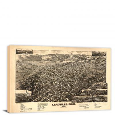 Birds-eye View of Leadville Colorado, 1882 - Canvas Wrap