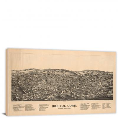 Bristol Connecticut looking north-east, 1889 - Canvas Wrap
