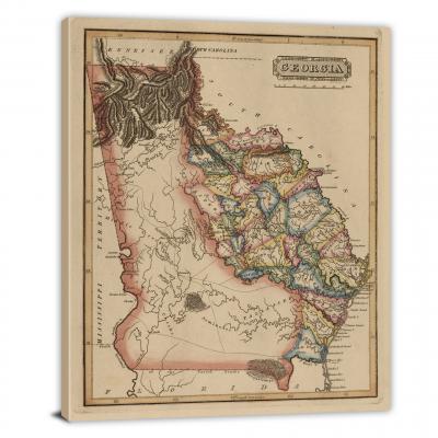 Georgia-A New and Elegant General Atlas, 1817 - Canvas Wrap