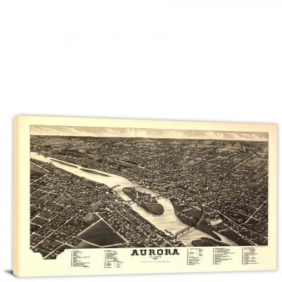 Aurora Illinois, 1882 - Canvas Wrap