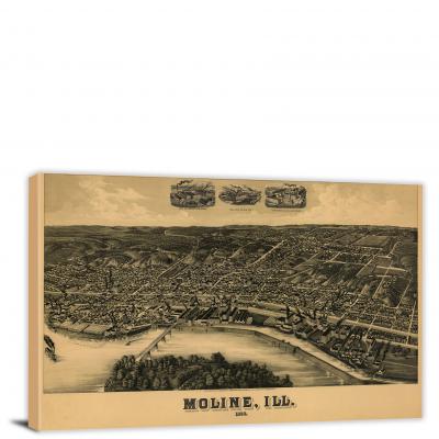 Moline Illinois, 1889 - Canvas Wrap