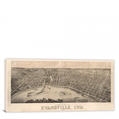 Panoramic view of Evansville Indiana, 1880 - Canvas Wrap