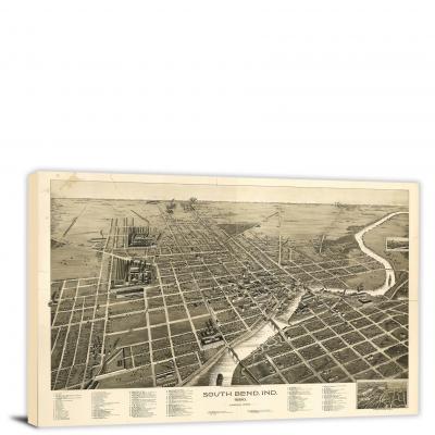South Bend Indiana, 1890 - Canvas Wrap