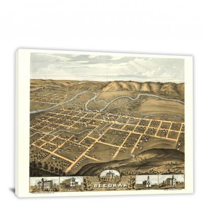 Decorah Iowa, 1870 - Canvas Wrap
