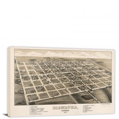 Birds-eye View of the City of Baxter Springs, 1871 - Canvas Wrap