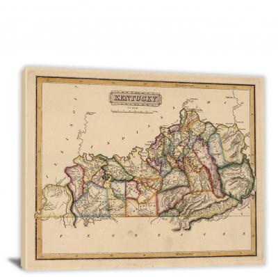 Kentucky-A New and Elegant General Atlas, 1827 - Canvas Wrap