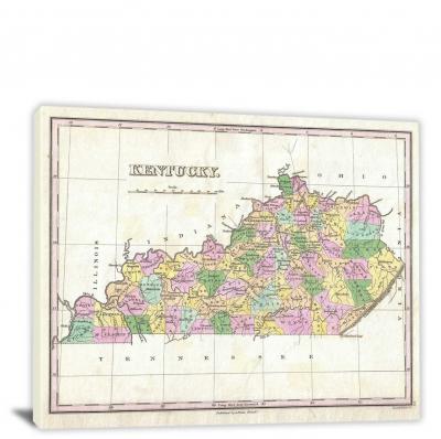 Finley Map of Kentucky, 1827 - Canvas Wrap