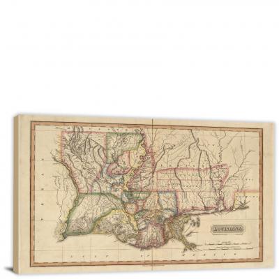 Lousiana-A New and Elegant General Atlas, 1817 - Canvas Wrap