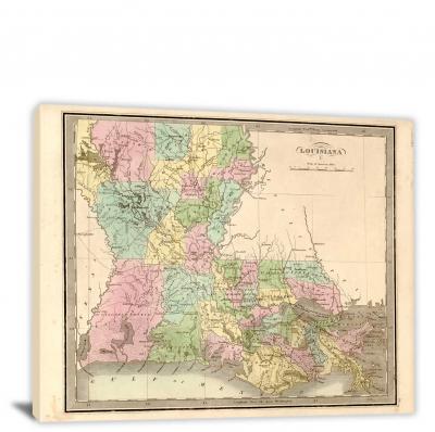 Louisiana-A New and Elegant General Atlas, 1848 - Canvas Wrap